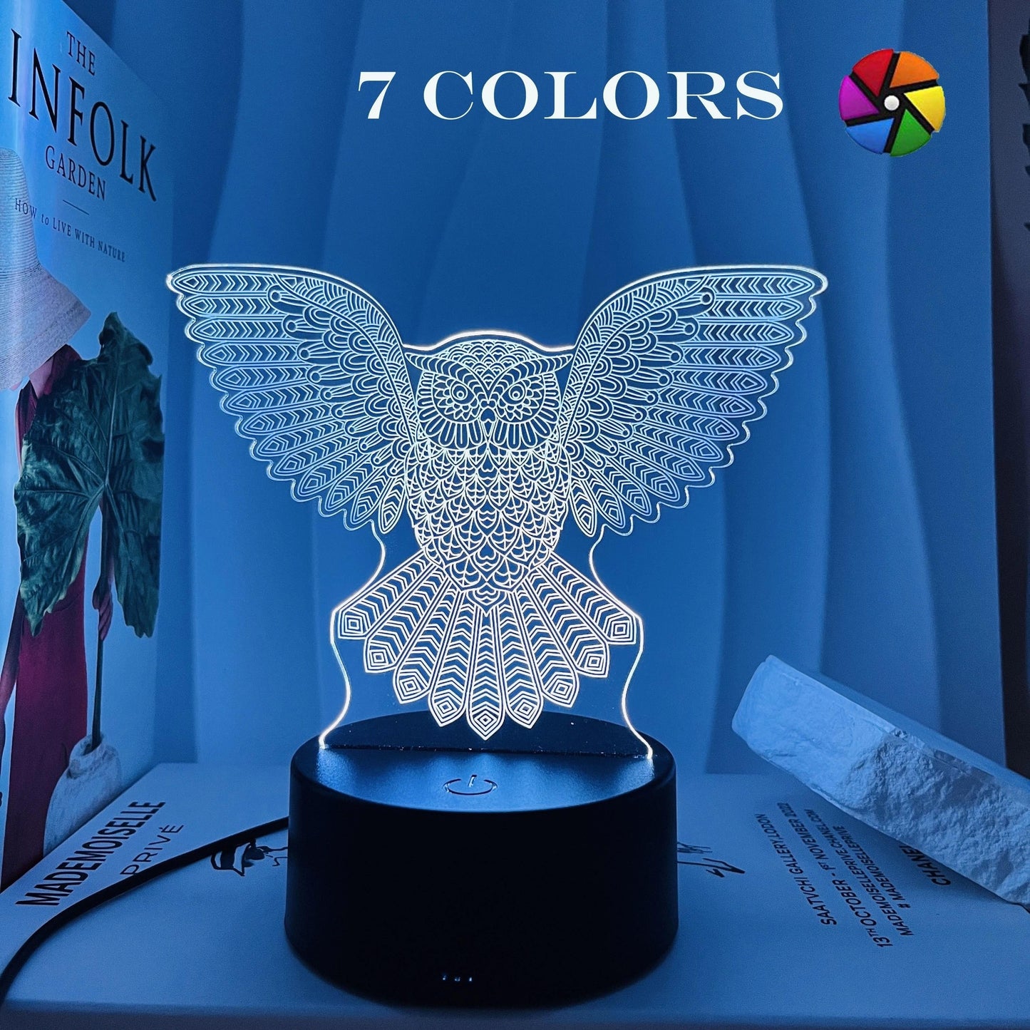 3D Wing Owl Night Light, USB Lamp Gift for Friends