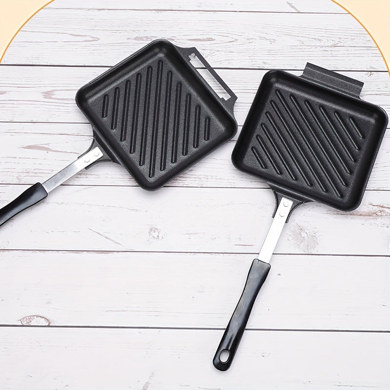 Non-stick, Detachable Double-Sided Cast Iron Grill Pan - Induction Compatible Sandwich Maker for Stovetop. Easy to Clean and Use Without Electricity.