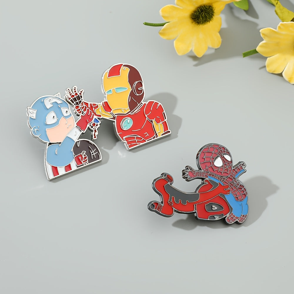 Two Cartoon Character Brooches: Cool Deadpool and Iron Man Enamel Pins - Metal Badges for Clothing, Backpacks, and More!