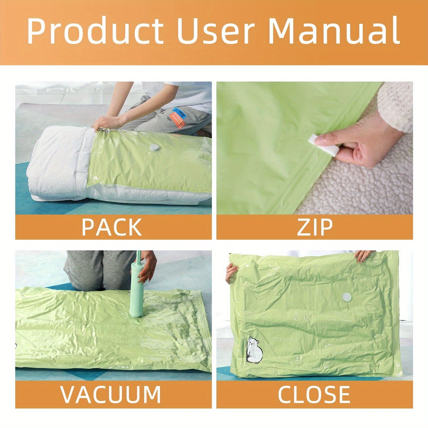 Vacuum Storage Bags Set of 4/6, Compression Bags for Quilts, Blankets, and Clothes, Space Saving Sealing Bags