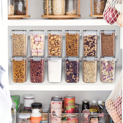 6/12pcs Cereal Storage Container Set 1.6L/54oz, BPA Free Plastic Airtight Food Storage Containers with Labels, RV Organization Essential.