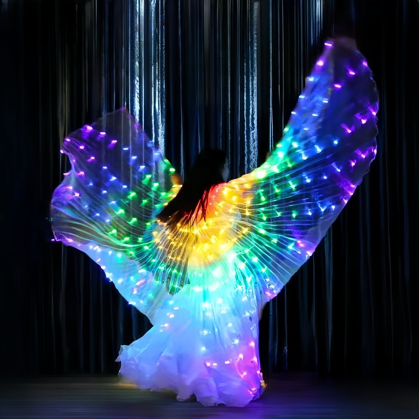 LED Butterfly Wings Light-Up Dance Props with Polyester Material for Belly Dance Performances, Batteries Not Included.