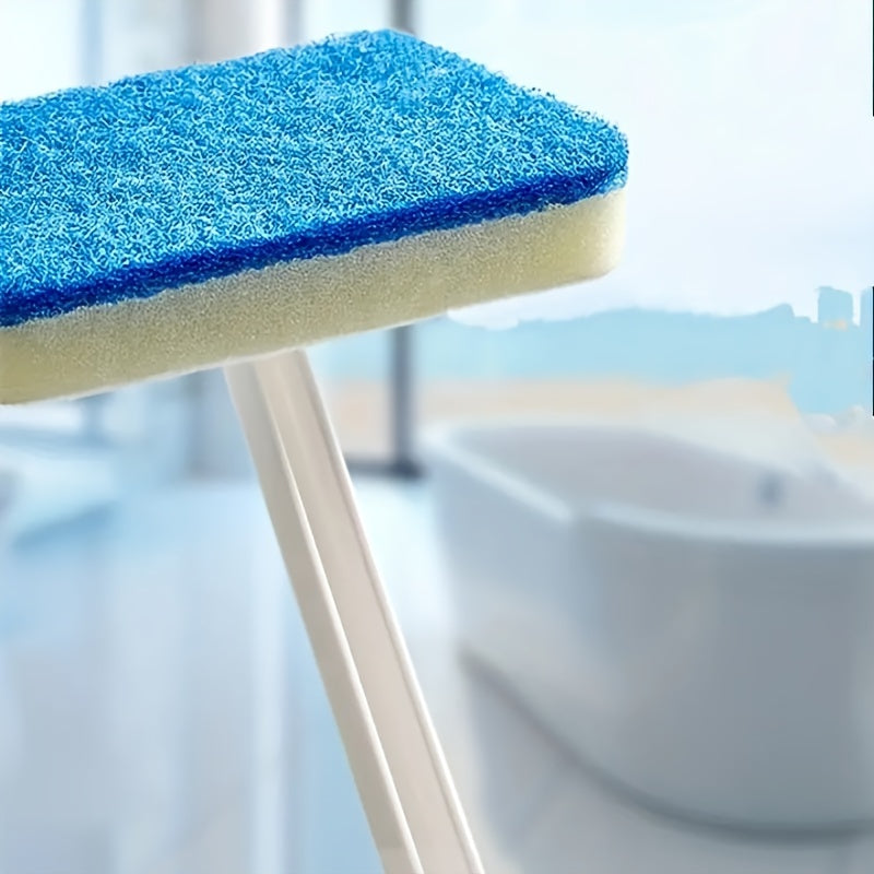 1 Extendable Tub & Tile Scrubber with Long Handle and 3 Sponge Heads for easy replacement. Multi-functional for bathroom and kitchen cleaning, including walls and floors.