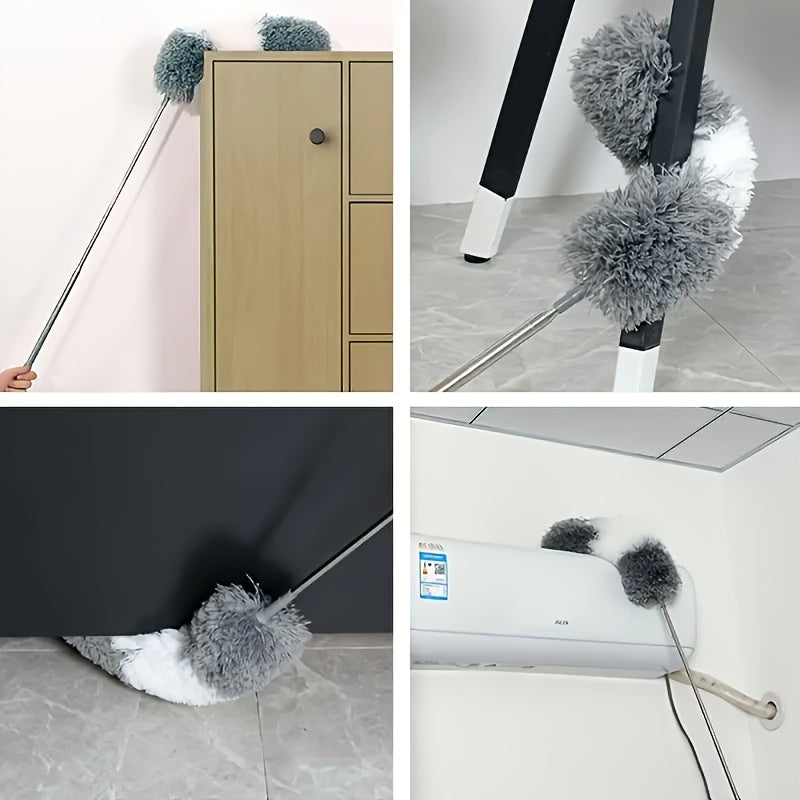 Bundle of six to seven microfiber dust dusters, with a feather duster belt, a telescopic extension pole of 279.4 cm, a reusable flexible dust duster, a washable lightweight dust duster, perfect for cleaning ceiling fans and cars.