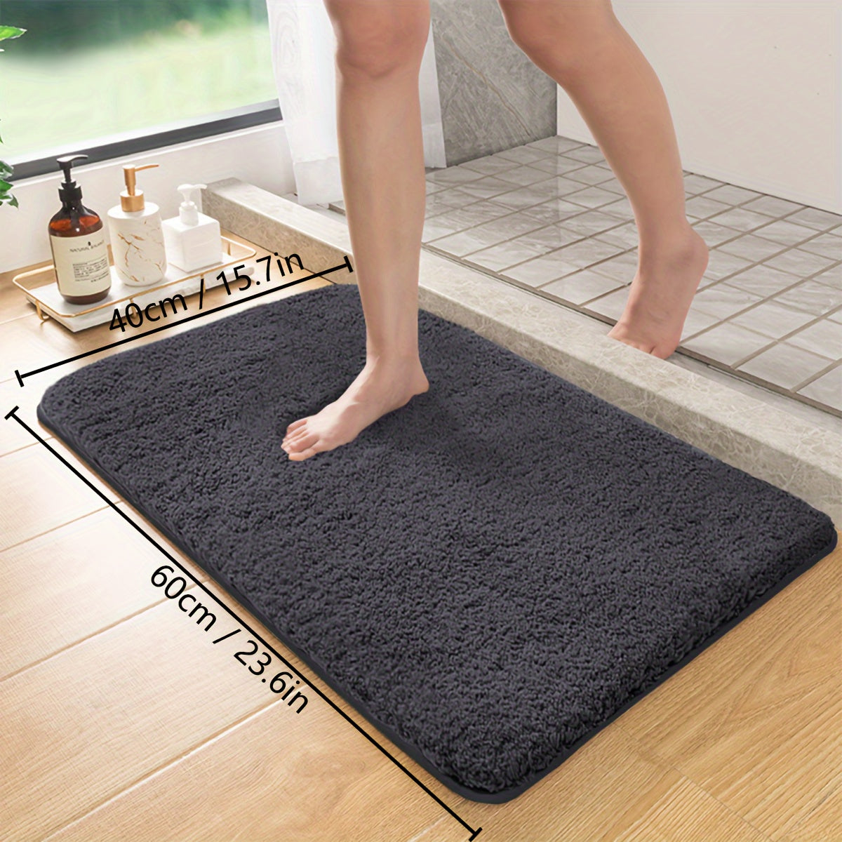 Thick Lamb Velvet Bath Mat with Ultra-Soft Feel - Highly Absorbent, Anti-Slip, and Stain-Resistant Rug for Home Entryway