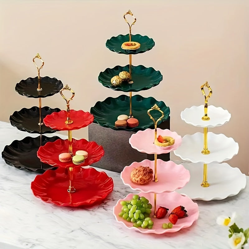 Stylish 3-Tier European Candy & Fruit Stand - Great for Holidays and Parties - Durable, Food-Safe Plastic