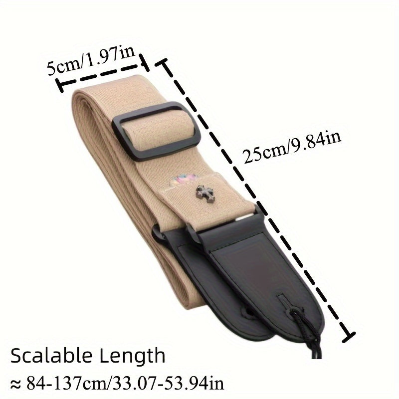 Винтажный ремень для электрогитары с крестовым дизайном и карманом для медиатора, подходит для акустических, народных, бас-гитар и укулеле.