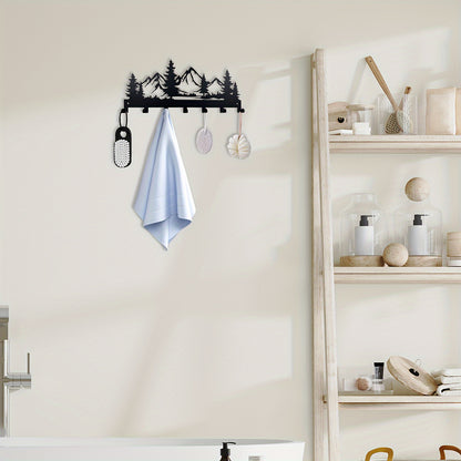 Stylish metal key hook rack for easy organizing of keys, coats, towels, hats, and purses. Perfect for entryways and bathrooms.