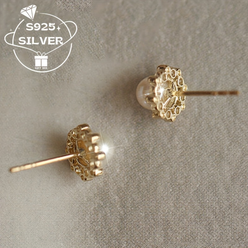 Vintage Charm Freshwater Pearl Earrings made of 925 Sterling Silver - Hypoallergenic - Ideal for Everyday Wear and Gifting - Versatile for Any Season.