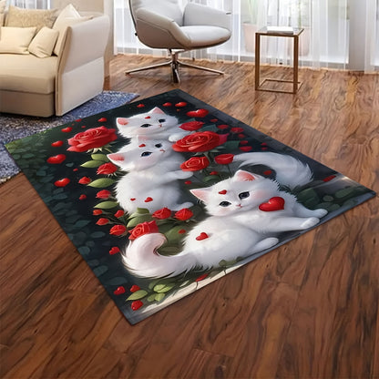 The Cozy Rose Cat Flannel Throw Blanket is both versatile and warm, perfect for use on the couch, in the car, at the office, for picnics, or camping. Made of soft polyester, this all-season blanket is sure to keep you cozy wherever you go.