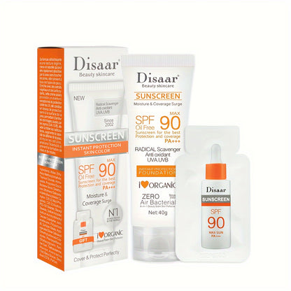 40g Sunscreen Cream with SPF 90, Long-Lasting Water-Resistant Formula, UVA/UVB Protection