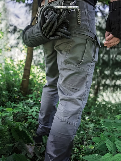 Men's Casual Multi Pocket Tactical Cargo Pants for Outdoor Hiking.