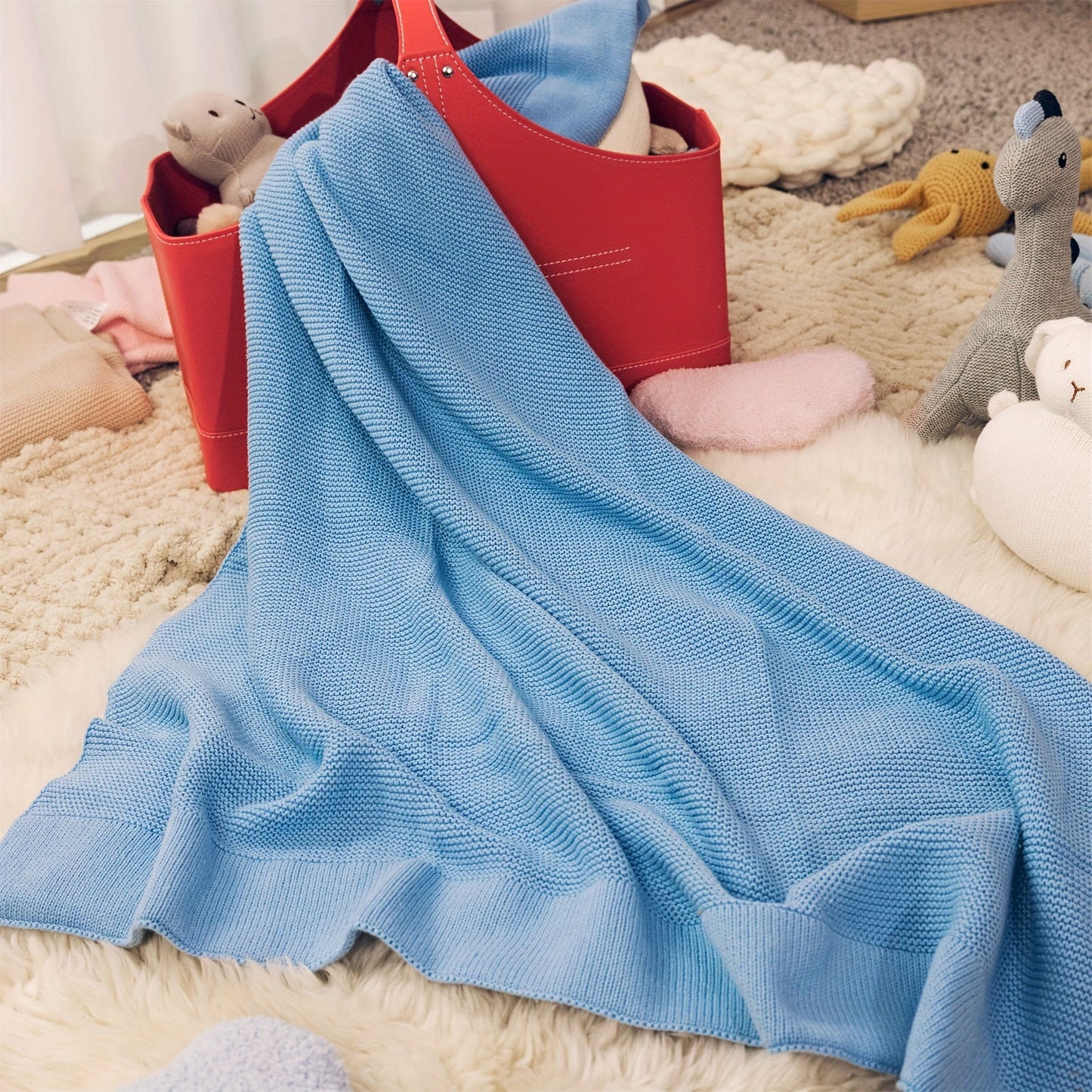 Stay cozy with our Soft Knitted Baby Swaddle Blanket - Ideal for Strollers and Cribs!