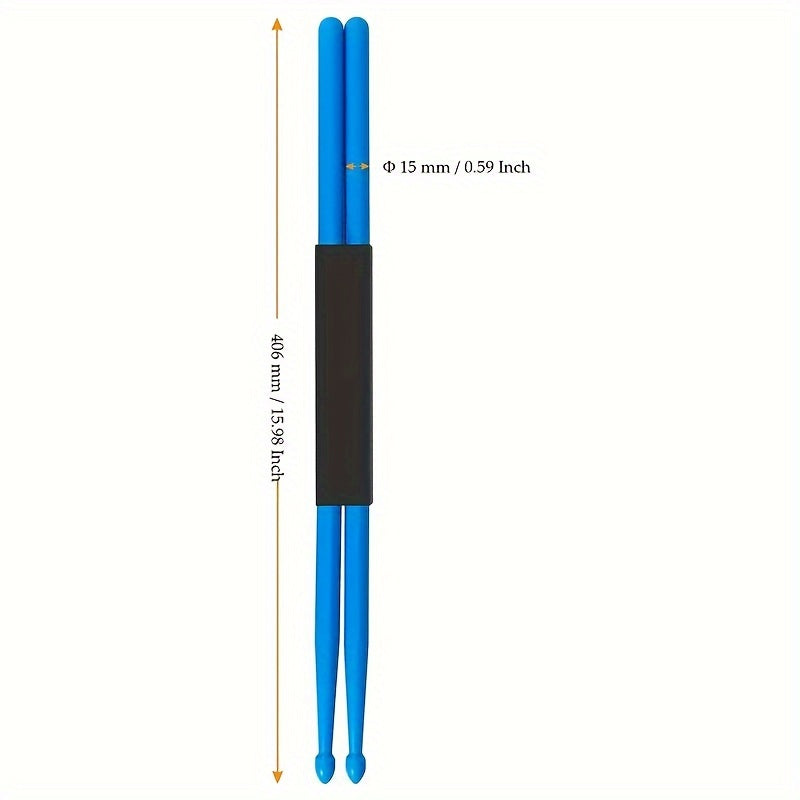 Colorful nylon drumsticks made of plastic, suitable for drum kits. Durable 5A drumsticks with non-slip design.