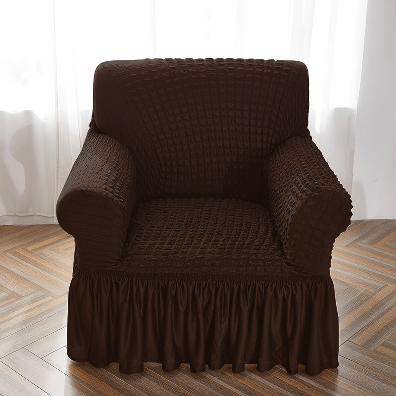 Seersucker slipcover mebelni chizishlardan, sirpanishlardan va barcha fasllardan himoya qilish uchun.