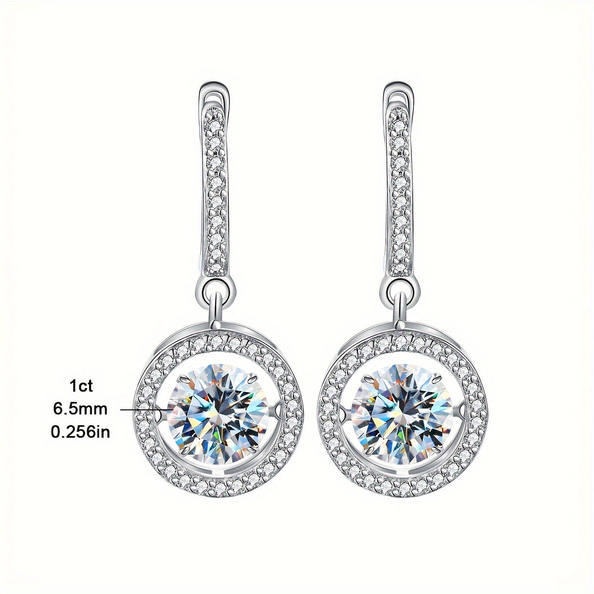 Luxurious 1CT Moissanite Hoop Earrings in 925 Sterling Silver, perfect for weddings and special occasions. These Round Dangle Earrings make a great Valentine's Day gift for women, adding a touch of elegance and luxury to any outfit. Show your loved one