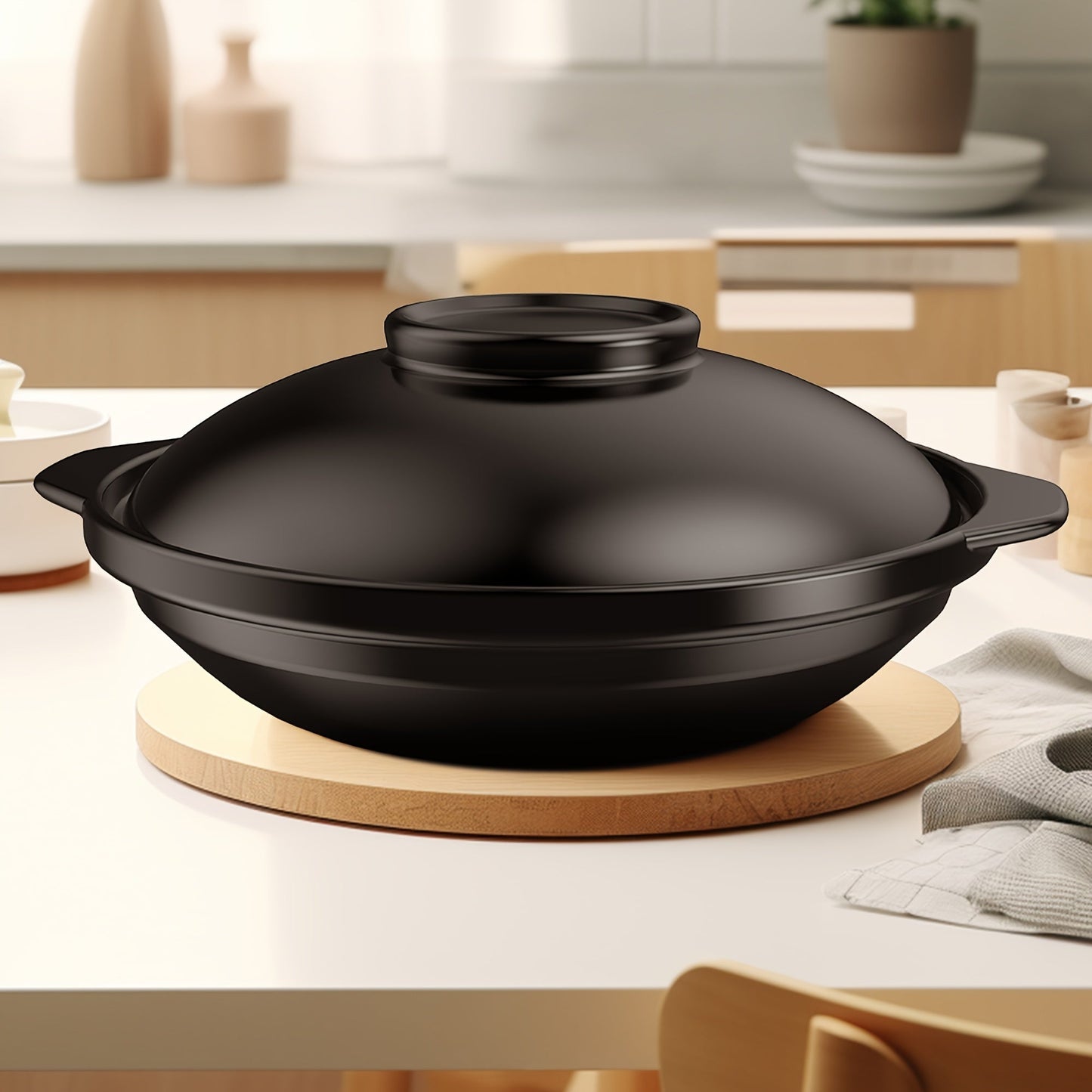 UMIZILI Oval Ceramic Casserole Dish with Lid - 2L Large Capacity, Hand Wash Only, Versatile Clay Pot for Cooking, Ideal for Gas, Microwave & Stovetops - Suitable for 2-4 People.