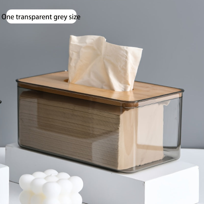 Stylish Bamboo-Lid Tissue Box - Luxe Bathroom & Dining Room Napkin Holder, Organize in Rectangular Shape