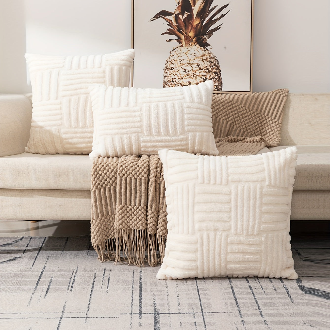 Bohemian Snowflake Velvet Throw Pillow Cover - Soft and Stylish Living Room Decor with Zipper Closure