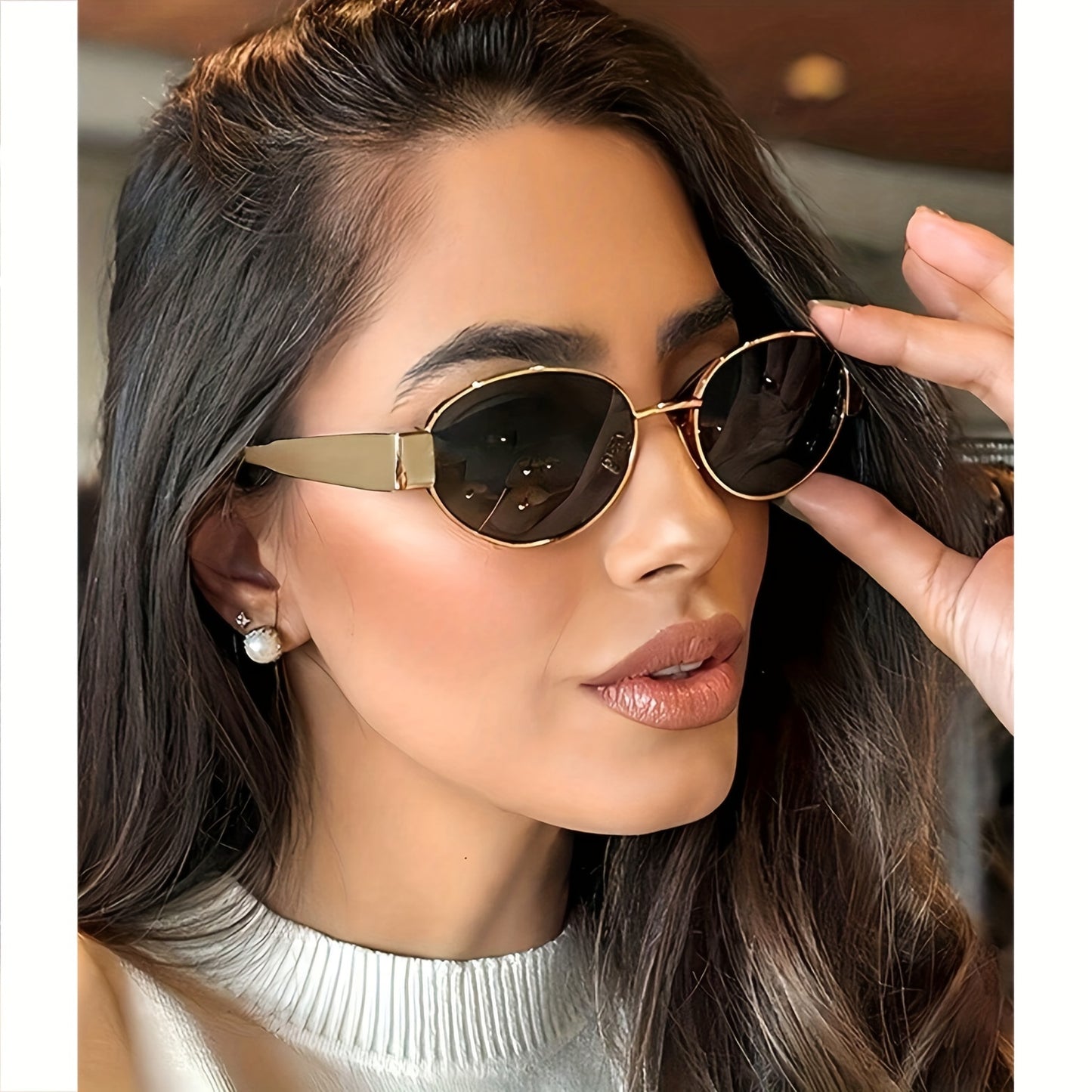 1/2pcs Women's Elegant Oval Fashion Glasses - Delicate Iron Frame with Golden Accents, Polycarbonate Lenses, Stylish and Durable Daily Accessory