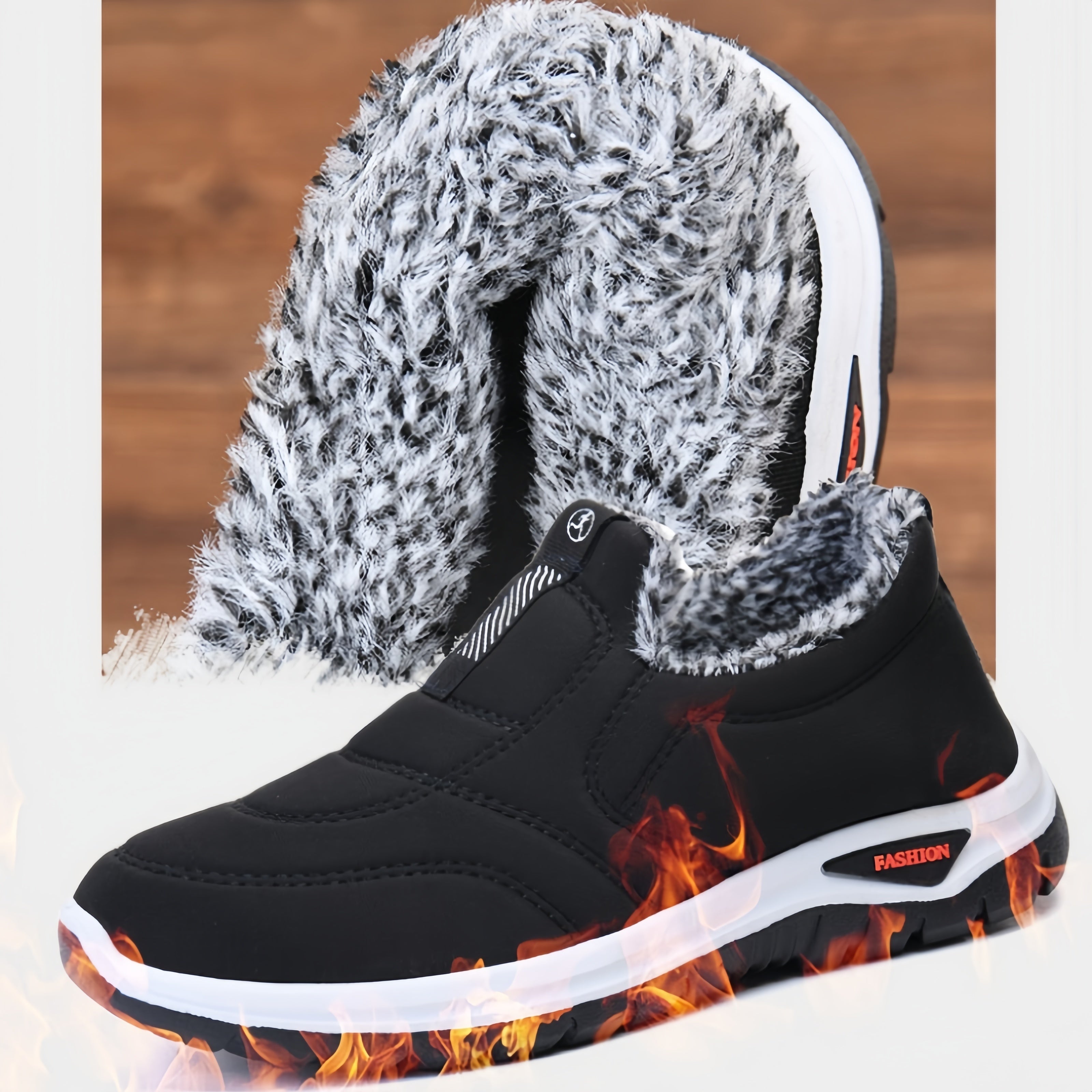 Men's warm non-slip fleece snow boots for winter comfort.