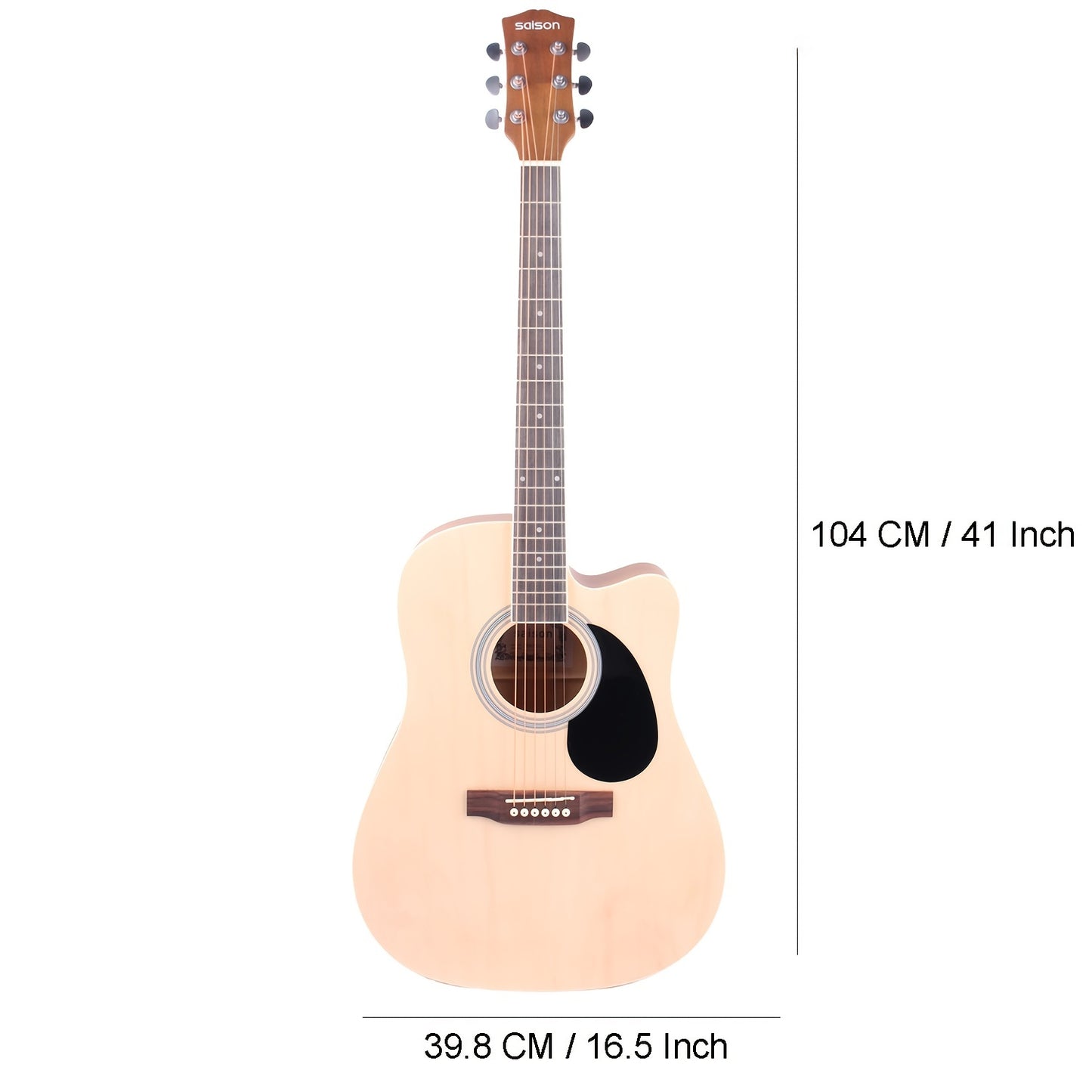 41-inch all mahogany black folk guitar with matte finish, enclosed tuners, tech wood fingerboard, rosewood bridge, black pickguard, includes black gig bag, picks, strap. Eid Al-Adha Mubarak.