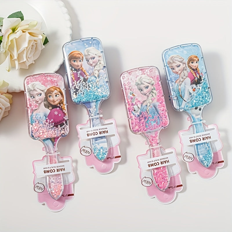 Must-have Bathroom Essential for All Hair Types: Disney Frozen Elsa & Anna Hair Comb Set with Cute Cartoon Paddle Brush, Made of Durable ABS Plastic - No Electricity Required