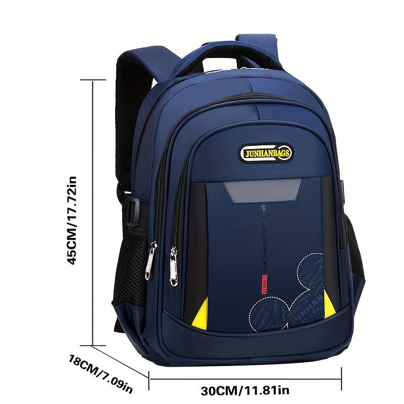 Large capacity multi-layer backpack with side pocket for bottle or umbrella, suitable for students' daily commute, library visits, and outdoor activities.