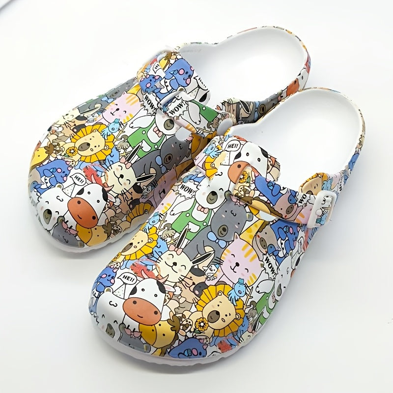 Cartoon nurse print slippers: quick-dry, comfortable indoor shoes for women.