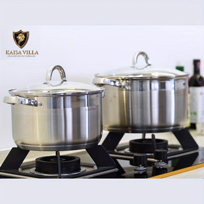 High-quality Stainless Steel Soup Pot with Double Ears, Thickened 5-layer Bottom, Suitable for Household Gas Stove and Induction Cooker