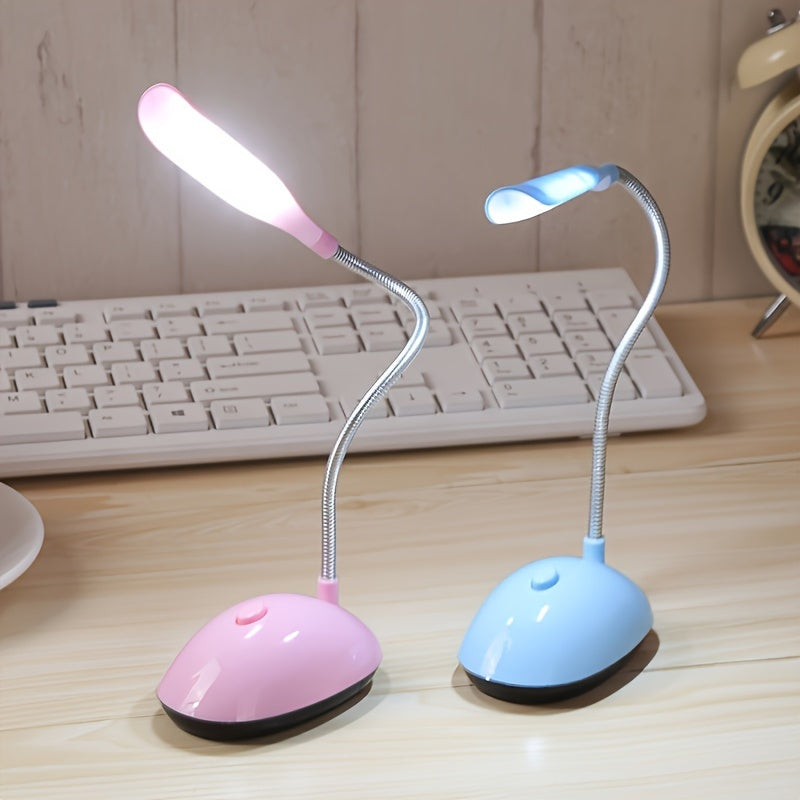 Kinpho Portable LED Desk Lamp is a foldable, eye-friendly mini table light with adjustable angle. It is battery operated (batteries not included) and ideal for students. Available in white