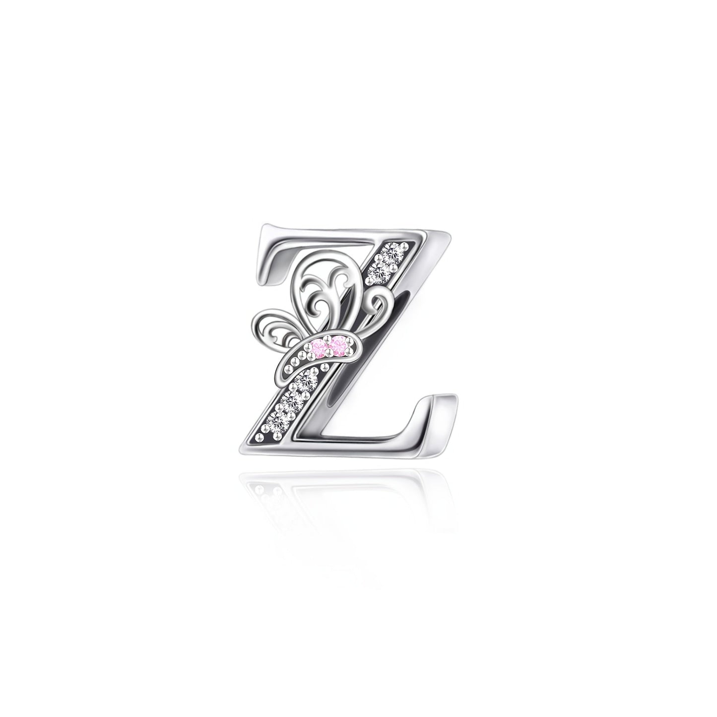 Exquisite 925 Sterling Silver Alphabet and Butterfly Charm Beads with Cubic Zirconia Accents - Great for Crafting Bracelets and Jewelry, Stunning Christmas Present