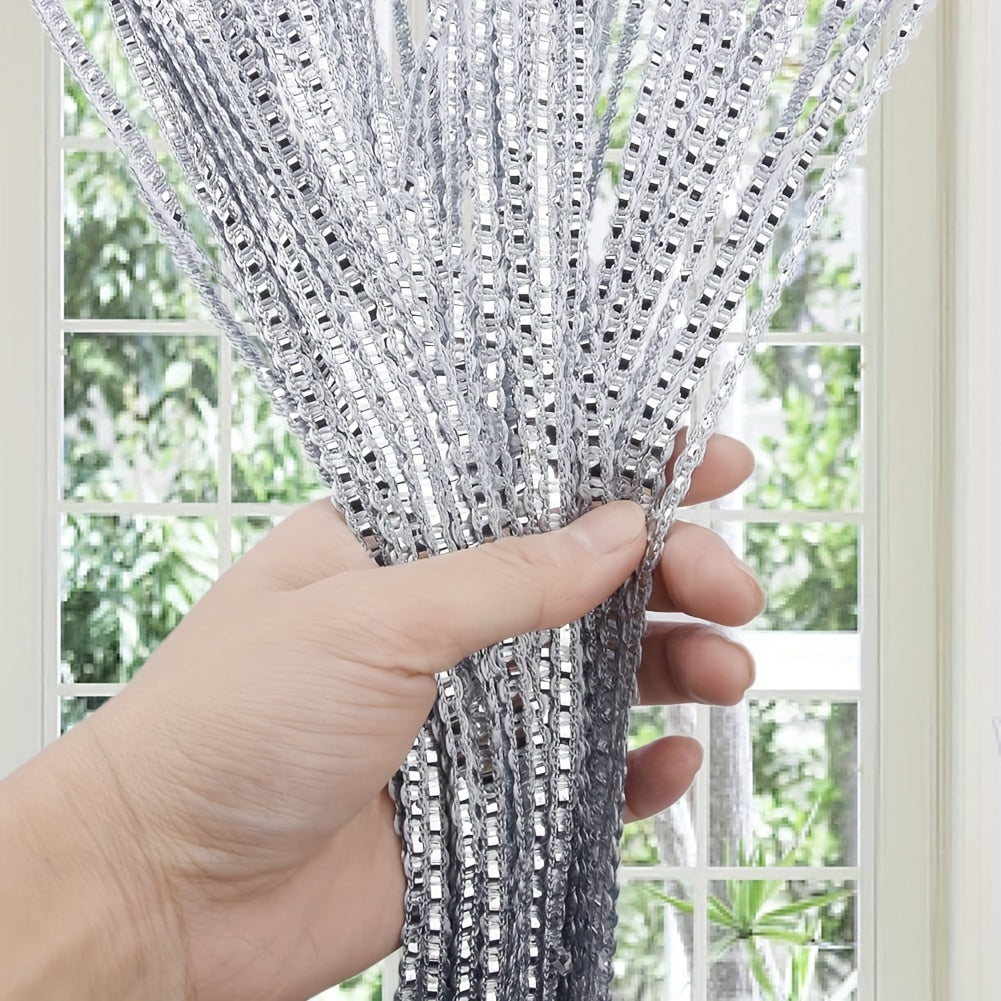 1 piece of silver gray tassel door curtain, measuring 1*2m, for wedding or home decoration.