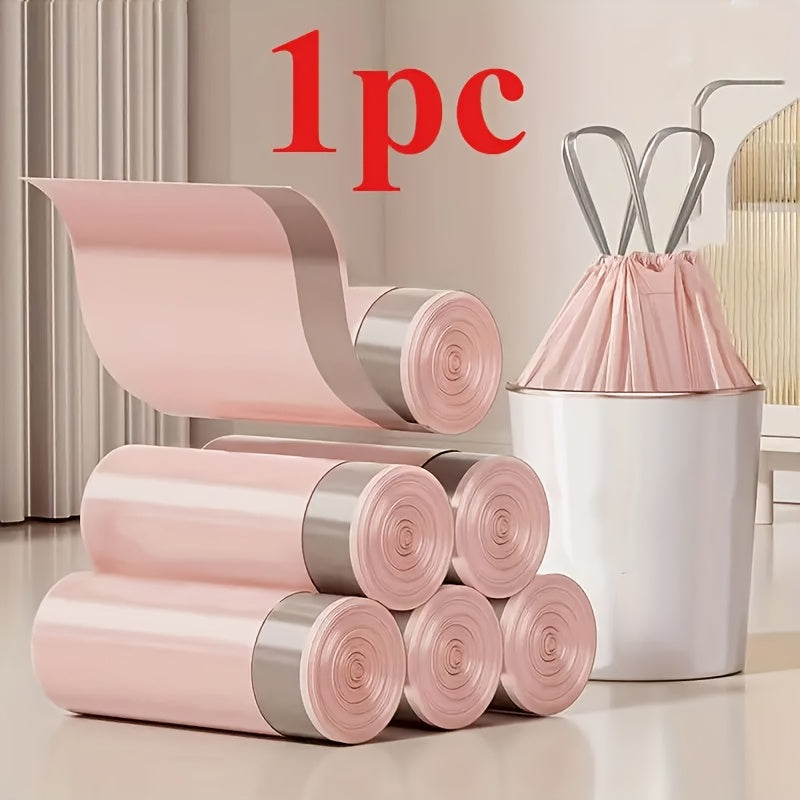 Durable Pink Polyethylene Drawstring Trash Bags - Premium Quality, Eco-Friendly Garbage Bags for Home & Kitchen - Multi-Purpose Disposable Waste Bags for Bedroom, Bathroom, Living Room, and More|Chic and Sturdy Trash Bag Solution