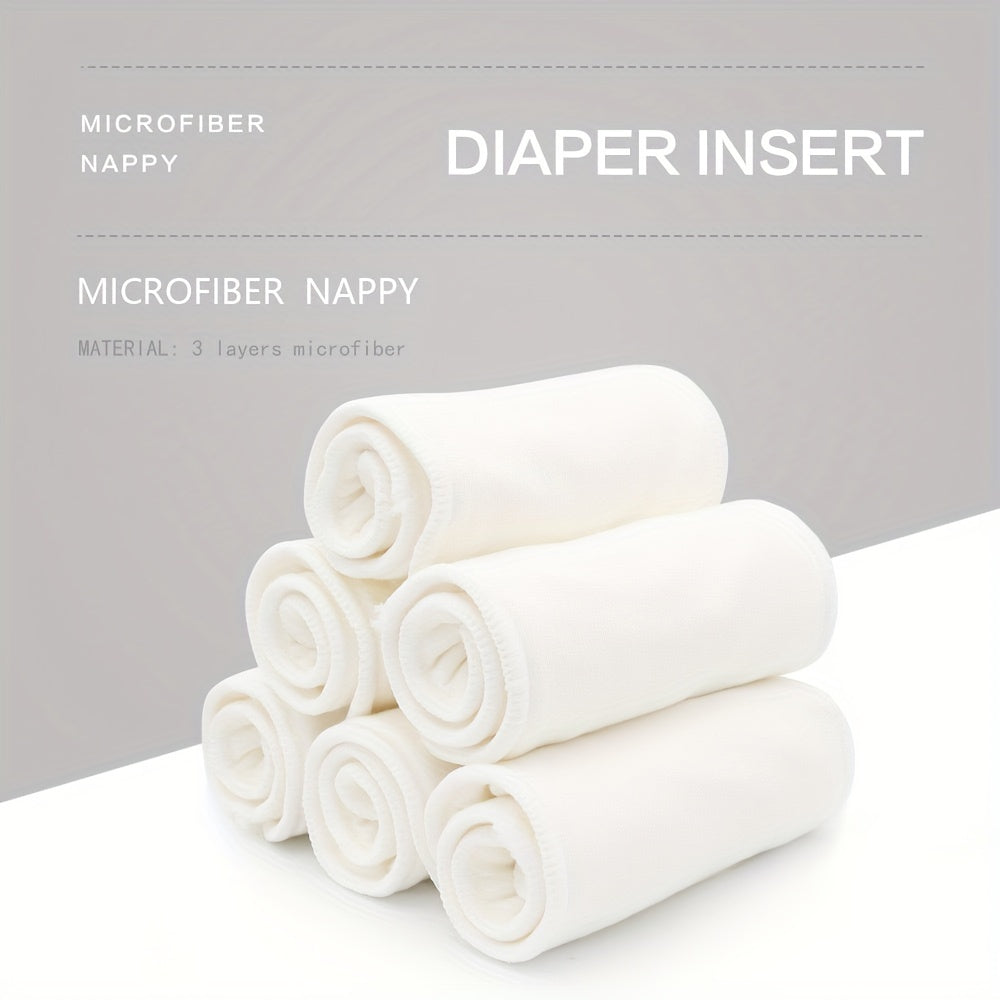 6-Pack/12-Pack of Reusable Polyester Cloth Diaper Inserts - Microfiber 3-Layer Absorbent Liners for Babies 0-3 Years - Washable Nappy Boosters