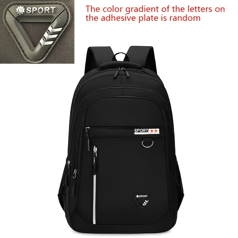 Durable nylon backpack with laptop compartment for students, easy to clean and ideal for school.