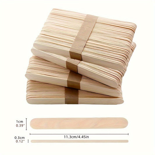 50 or 100 pieces of natural wooden ice cream sticks for making DIY popsicles and handicrafts.