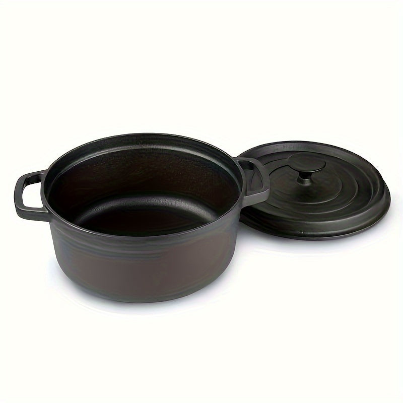 Heavy-duty Cast Iron Stew Pot featuring Two Handles - Durable, Non-Stick, No Coating Necessary for All-Purpose Cooking