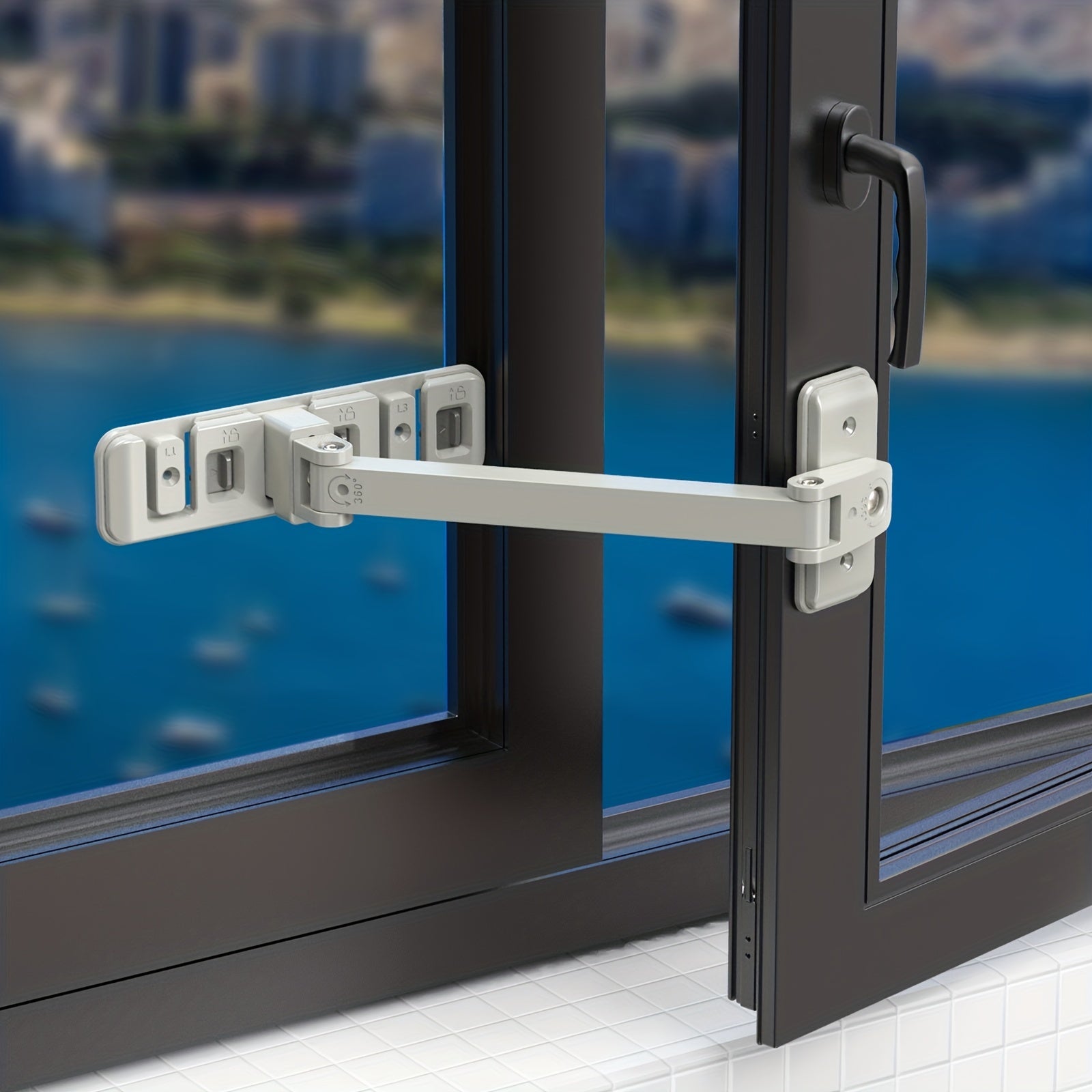 Keep Your Children Safe with the Easy-Install Window Lock - Prevents Falls and Sliding, Ensures Safety, Non-Toxic Light Gray Color, by LOOKTOSEE