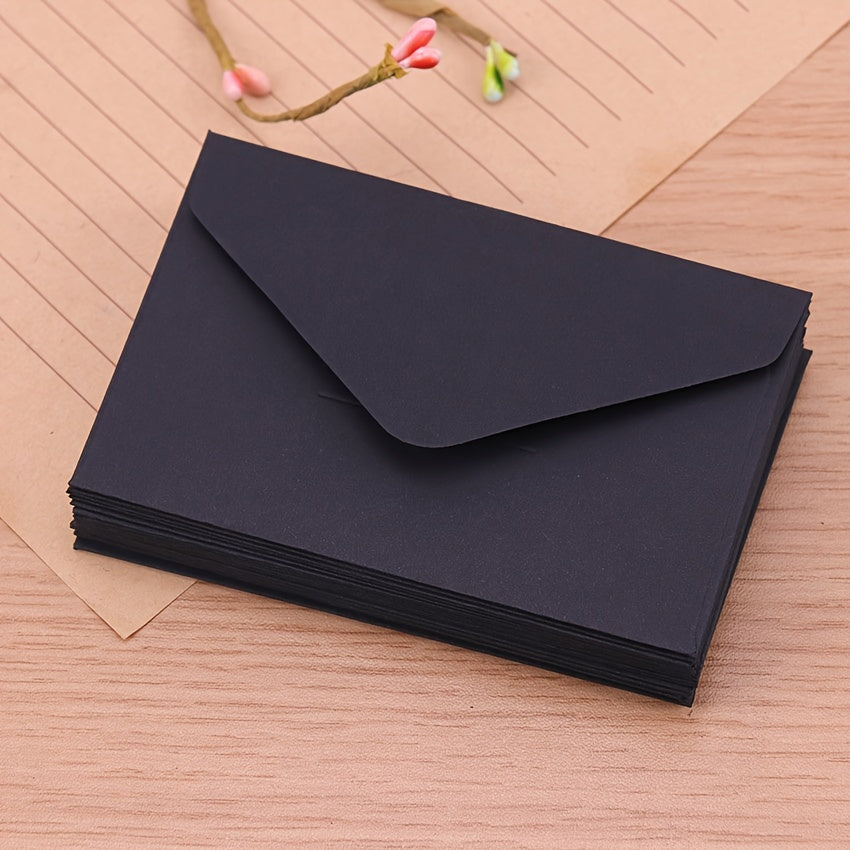 20pcs Mini Paper Window Envelopes: Classical White Black Kraft Blank Wedding Invitation Gift Envelope