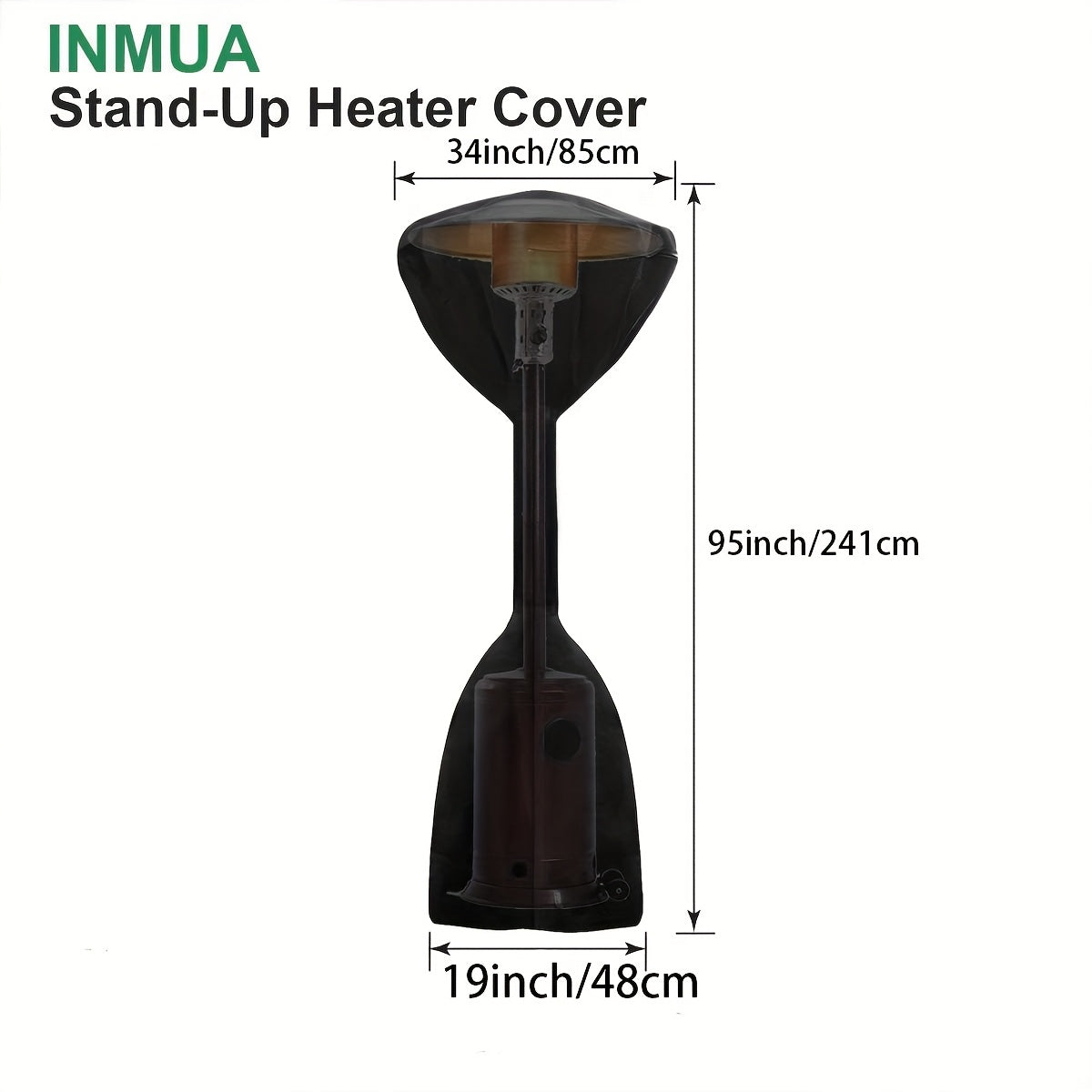 Durable Outdoor Heater Cover - Protects Against UV Rays and Wind, Made from Black Oxford Fabric, 86.36cm x 48.26cm x 241.3cm - Ideal for Vertical Patio Heaters, Provides Weatherproof Protection