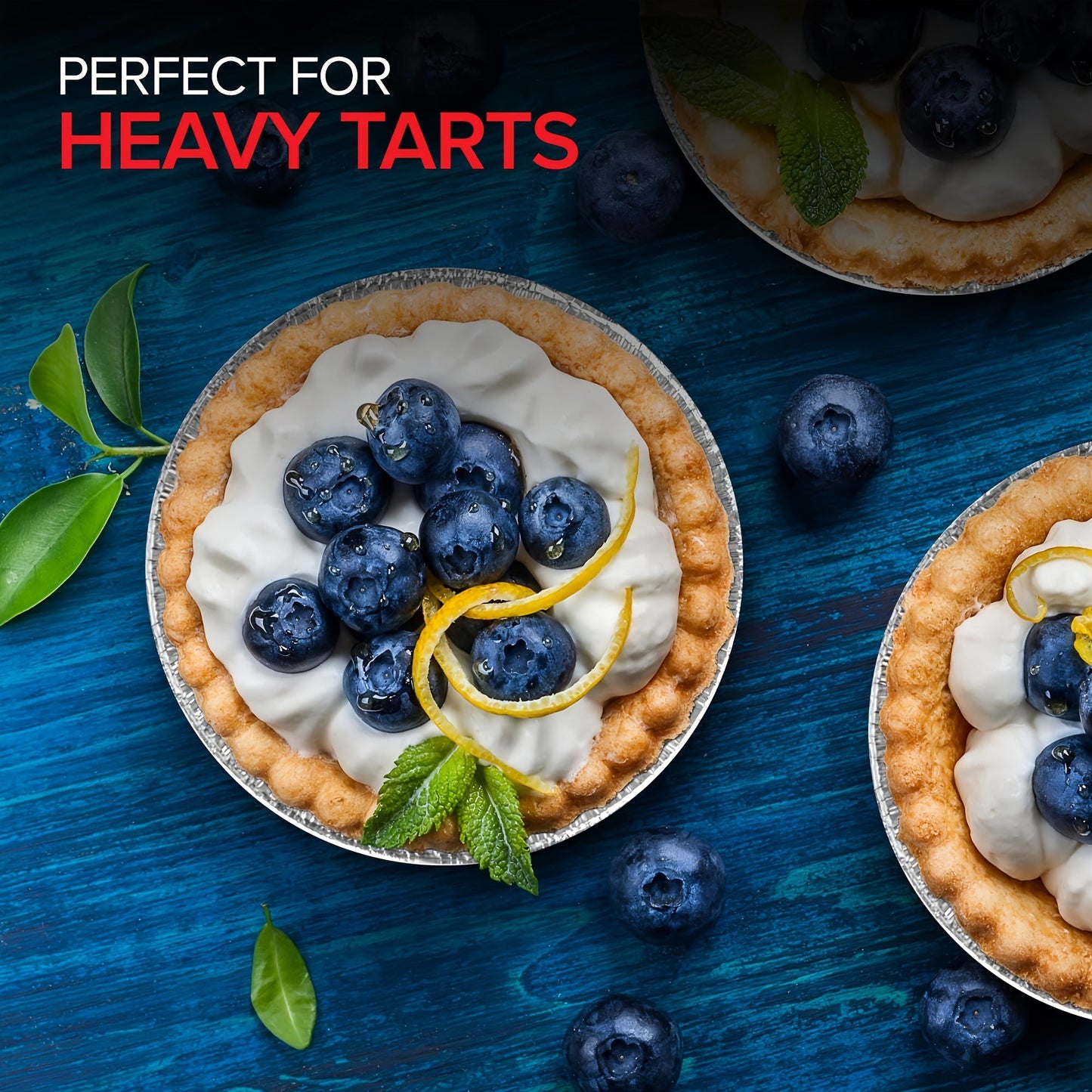 Get 50 pieces of 12.7 cm heavy-duty disposable aluminum foil pie pans for baking personal mini pies. These mini pie tins are perfect for easily stacking and storing, and can also be frozen and reheated.