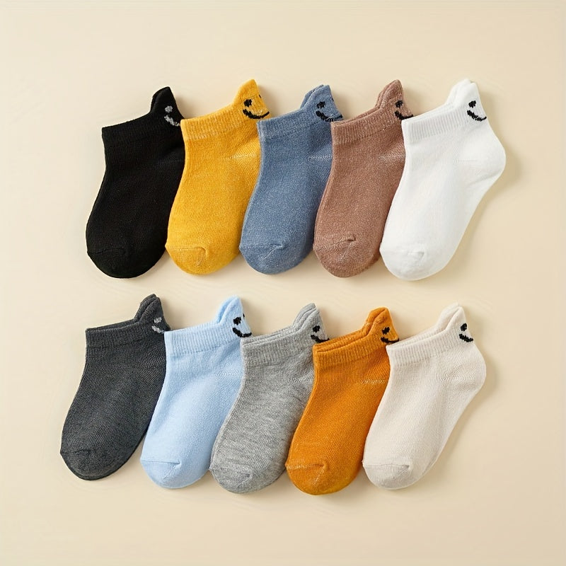 10-Pack kids ankle and liner socks made of viscose blend, hand wash, knit fabric, for ages 12 and under.