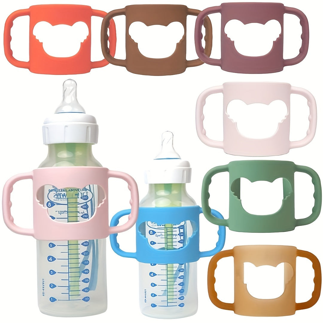 Cartoon Pattern Silicone Baby Bottle Handle, Ideal for Everyday Use with Most Bottle Sizes, Soft Sleeve for Comfort and Easy Grip.