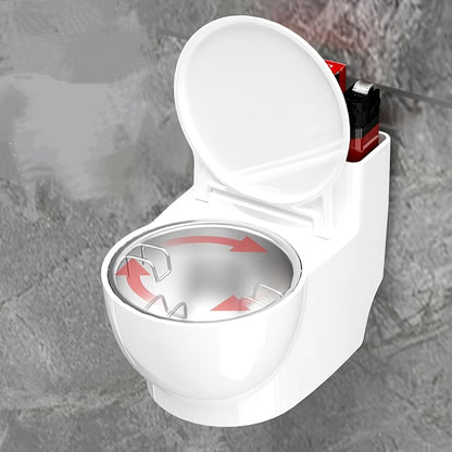 Creative Toilet Shaped Ashtray with Lid - Stylish covered ash bin for home, living room or bedroom. Metal and plastic construction, wall-mountable. No electricity needed.