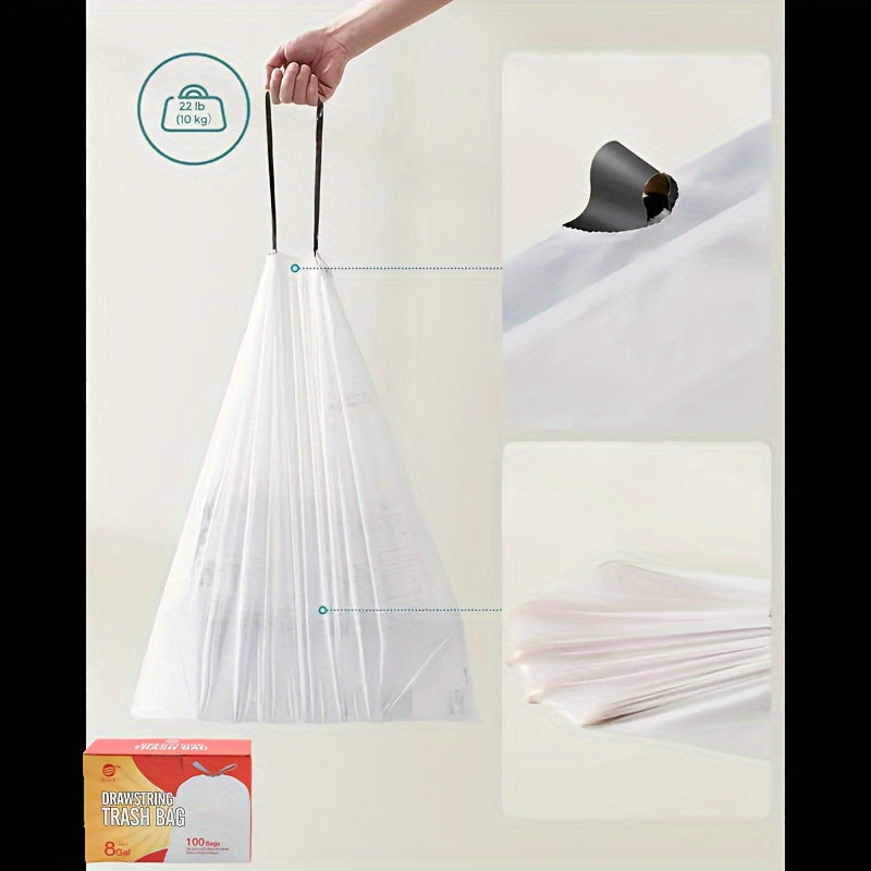 100 extra thick 8-gallon kitchen trash bags - strong, leak-proof garbage bags ideal for home and restaurant use