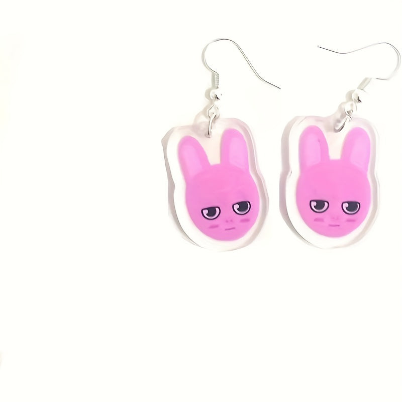 Stylish Acrylic Animal Drop & Dangle Earrings - Versatile Cartoon Style for Everyday and Special Occasions, Suitable for All Seasons. Feather-free and Hypoallergenic, Ideal for Kpop Fans and Birthday Presents.