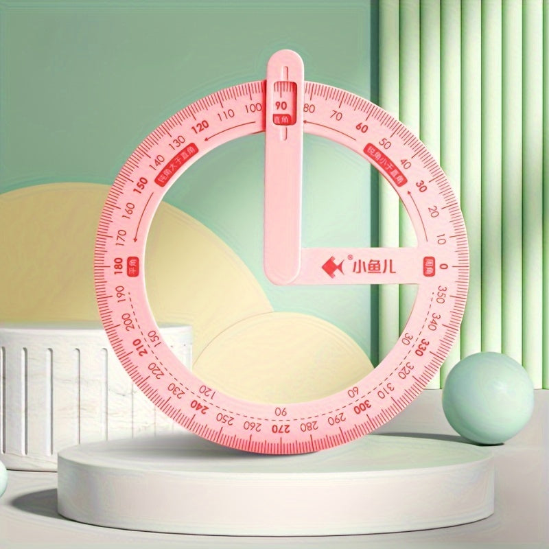 360-degree rotatable protractor set for math and geometry, ideal for students' learning and teachers' demonstrations.