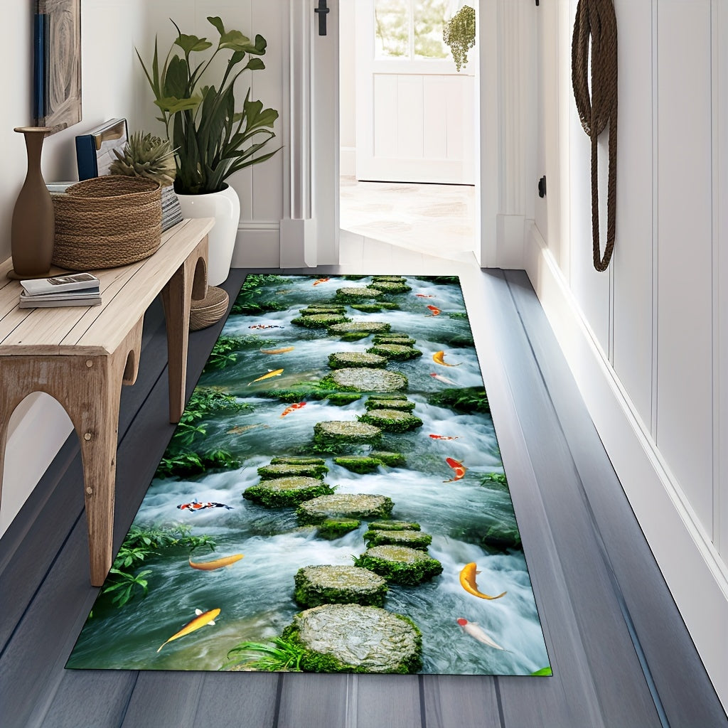 Durable and Easy-Clean Washable Runner Rugs for Corridors, Anti-Slip Kitchen Rugs, Non-Slip Door Mat Suitable for Home Entrances. Soft Crystal Pile Hallway Rugs for Dining and Living Rooms.