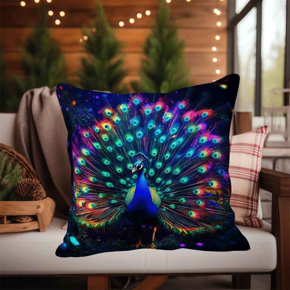 Coastal Classic Peacock Pillow Cover, 1 piece, measures 45.72x45.72 cm. Made of machine washable polyester, this decorative throw pillow case features a zipper closure and is ideal for back sleepers. Perfect for all seasons, this pillow cover is a